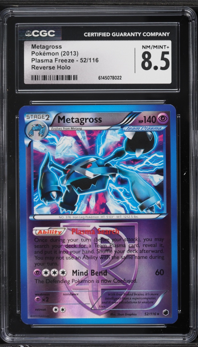 2013 Pokemon Black & White Plasma Freeze Reverse Holo Metagross #52 CGC 8.5 NM-MT+