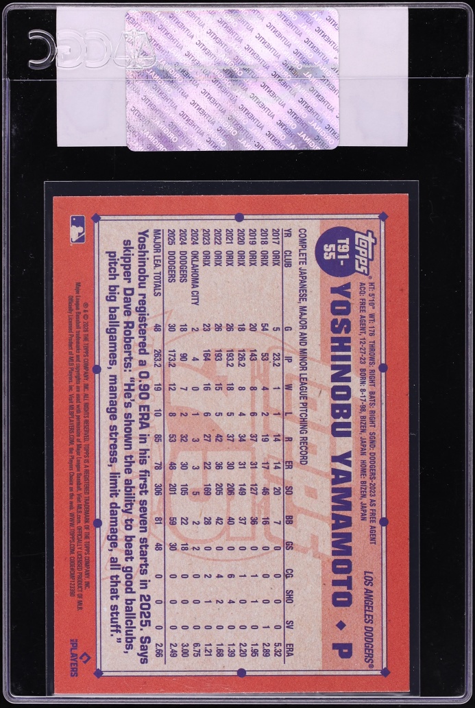 2026 Topps '91 Yoshinobu Yamamoto #T91-55 CGC AUTH