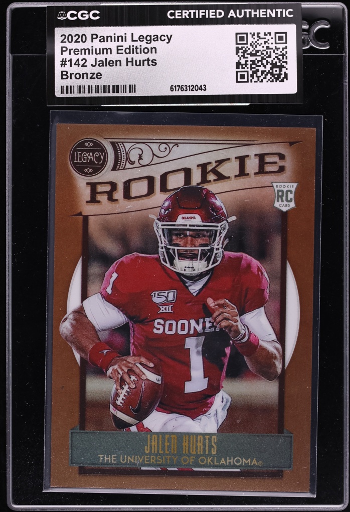 2020 Panini Legacy Premium Edition Bronze Jalen Hurts ROOKIE /100 #142 CGC AUTH