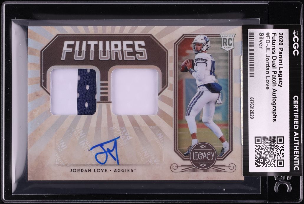 2020 Panini Legacy Futures Dual Silver Jordan Love ROOKIE PATCH AUTO /199 #FD-JL CGC AUTH