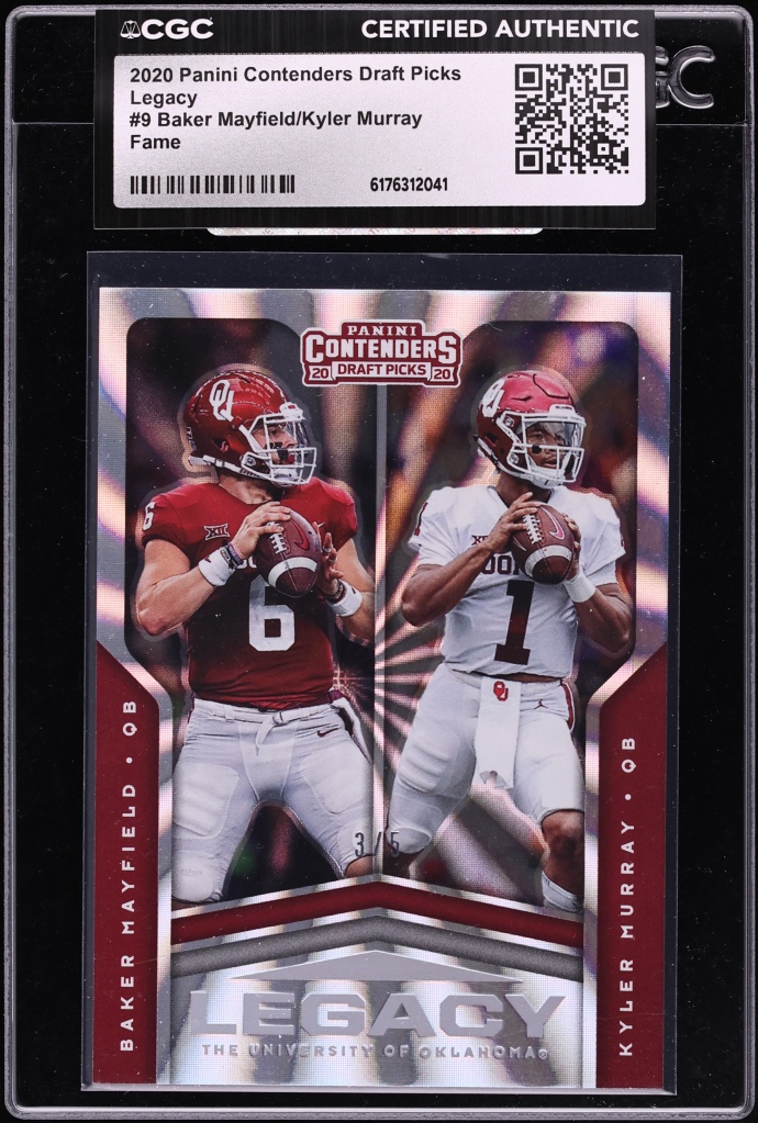 2020 Panini Contenders Draft Picks Legacy Fame Baker Mayfield Kyler Murray /5 #9 CGC AUTH