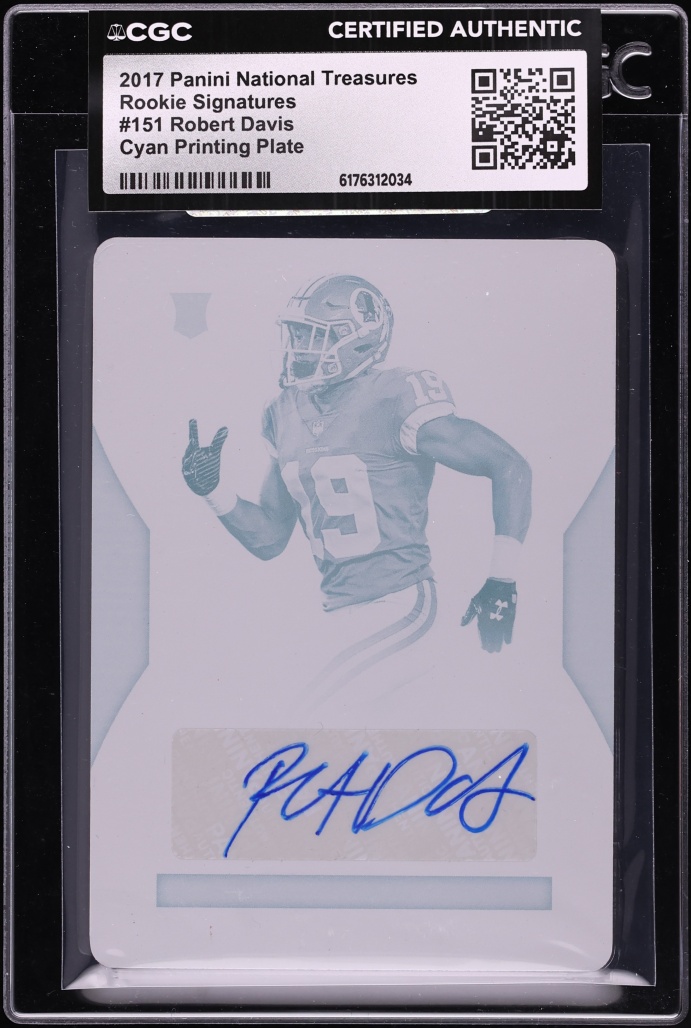2017 National Treasures Cyan Printing Plate Robert Davis ROOKIE AUTO 1/1 #151 CGC AUTH