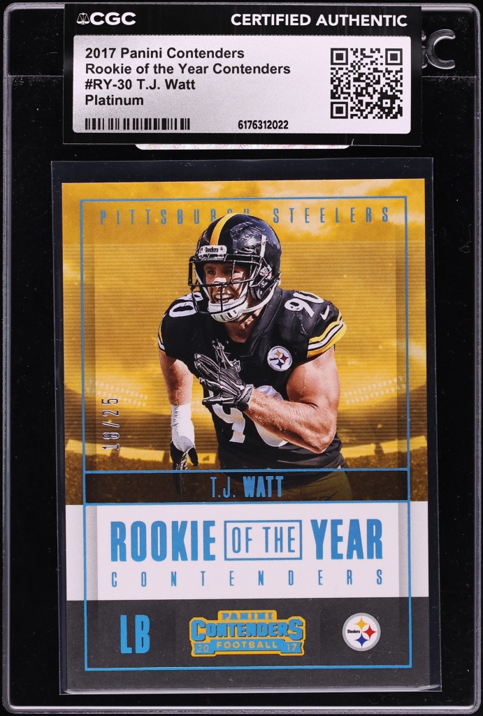 2017 Panini Contenders Of The Year Platinum T.J. Watt ROOKIE /25 #RY-30 CGC AUTH
