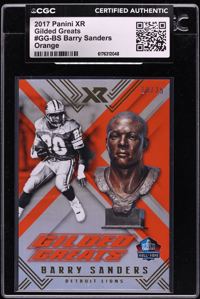 2017 Panini XR Gilded Greats Orange Barry Sanders /25 #GG-BS CGC AUTH