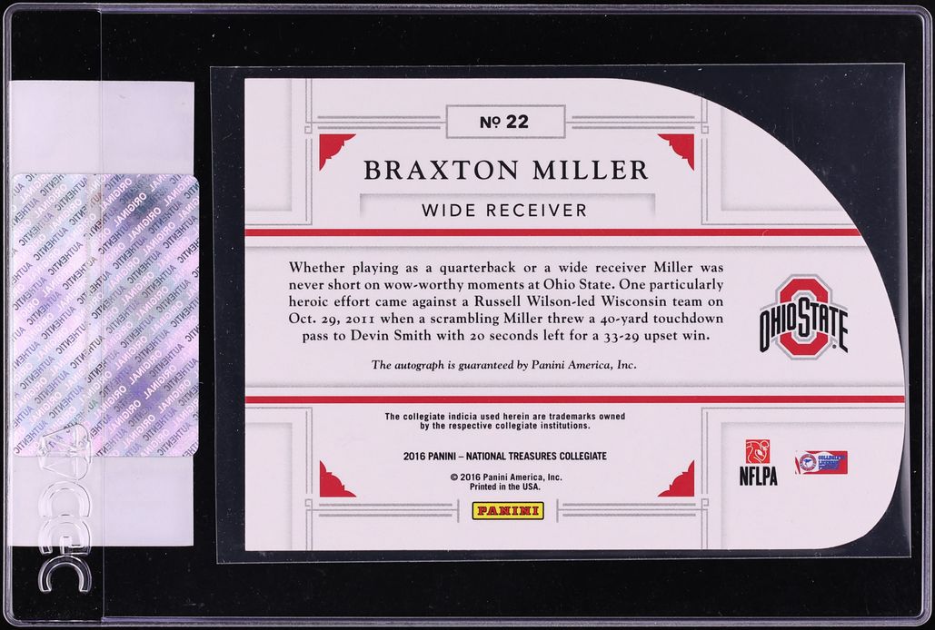 2016 National Treasures Collegiate Die-Cut Braxton Miller ROOKIE AUTO /99 #22 CGC AUTH