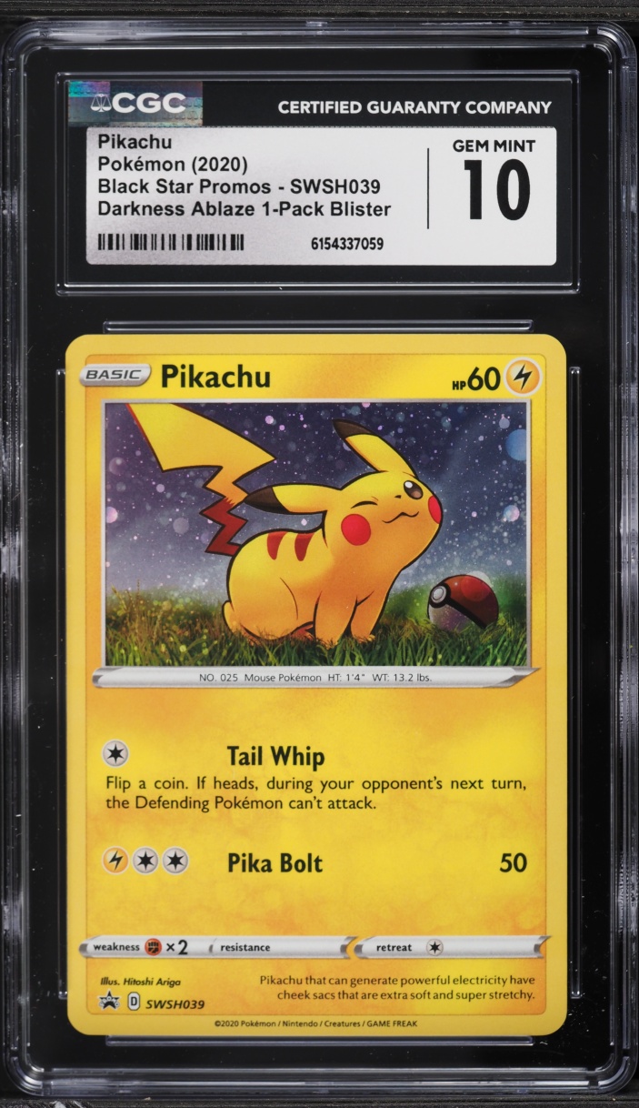 2020 Pokemon Sword & Shield Promo Darkness Ablaze Single Pack Holo Pikachu #SWSH039 CGC 10