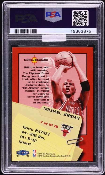 1997 Fleer Thrill Seekers Michael Jordan #7 MBA PSA 10 GEM MINT
