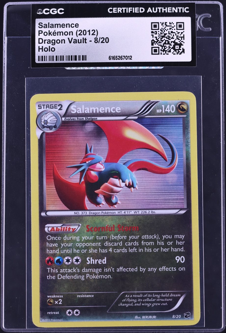 2012 Pokemon Black & White Dragon Vault Holo Salamence #8 CGC AUTH
