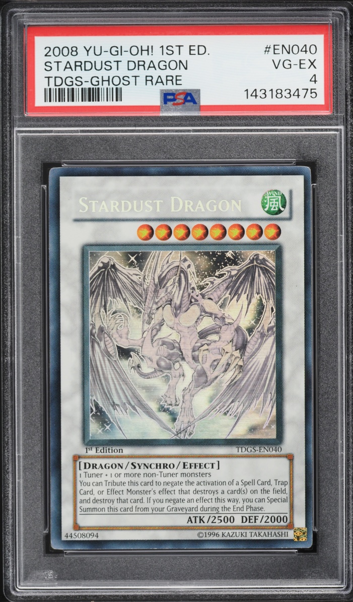 2008 Yu-Gi-Oh! Duelist Genesis 1st Edition Ghost Rare Stardust Dragon #TDGS-EN040 PSA 4 VGEX
