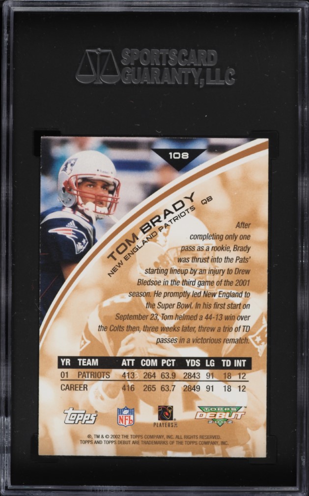 2002 Topps Debut Tom Brady #108 SGC 9.5 MINT+