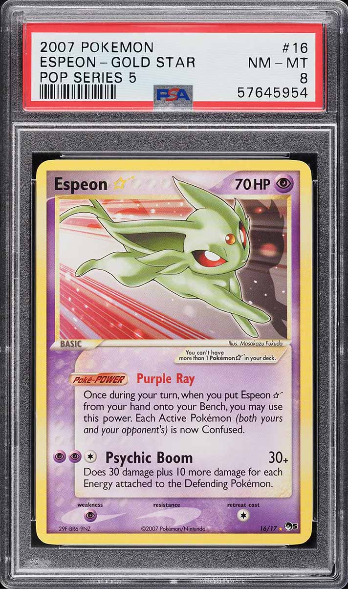 2007 Pokemon Pop Series 5 Espeon Gold Star #16 PSA 8 NM-MT