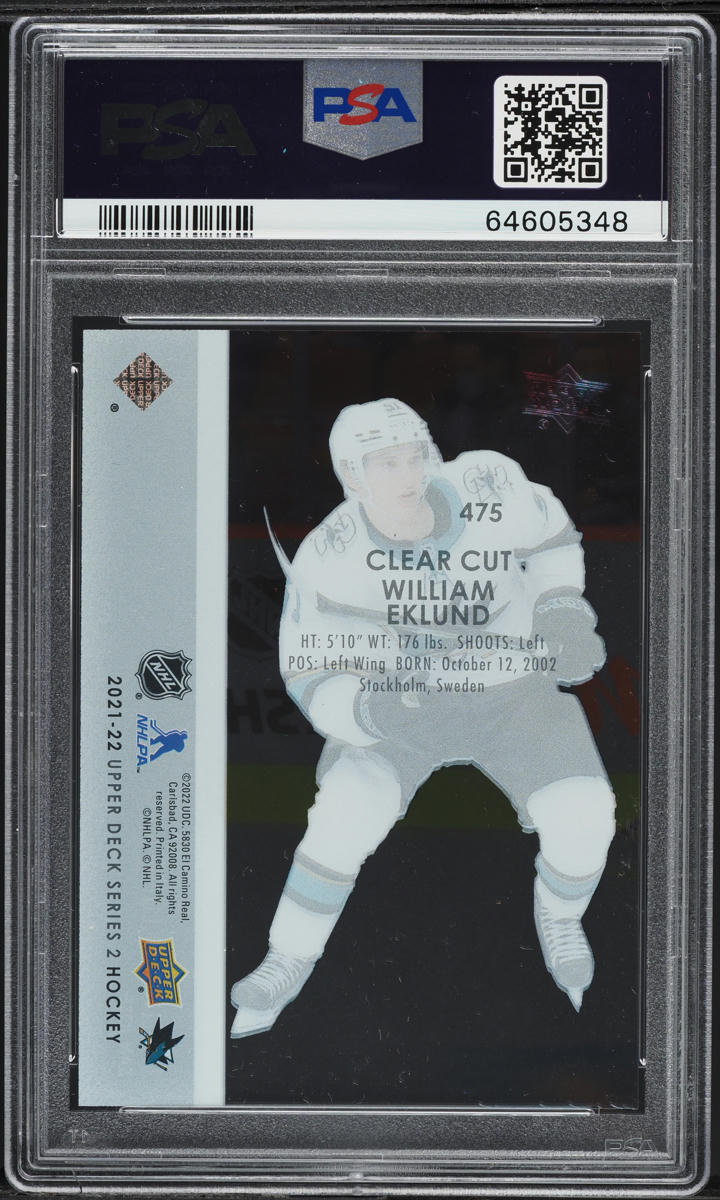 2021 Upper Deck Clear Cut Young Guns William Eklund ROOKIE #475 PSA 9 MINT