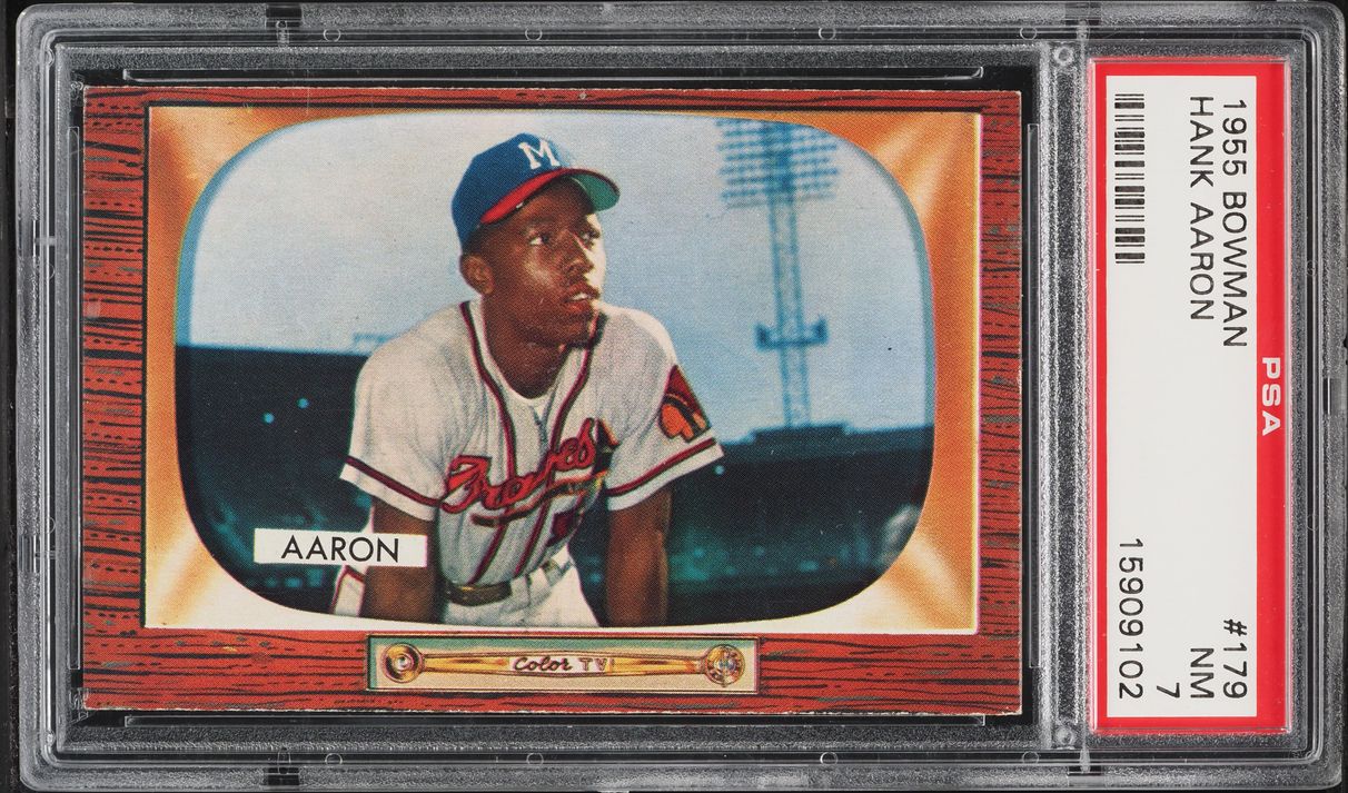 1955 Bowman Hank Aaron #179 PSA 7 NRMT