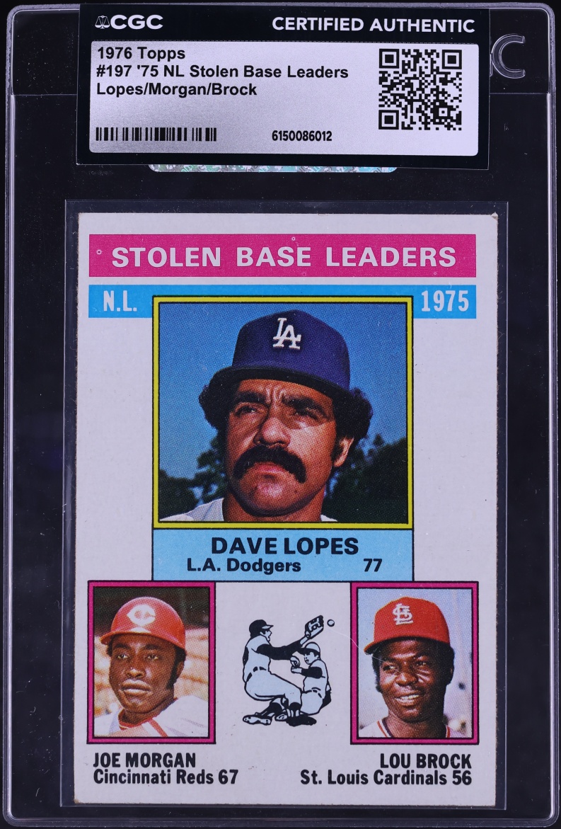 1976 Topps Lou Brock Joe Morgan NL STOLEN BASE LDRS #197 CGC AUTH