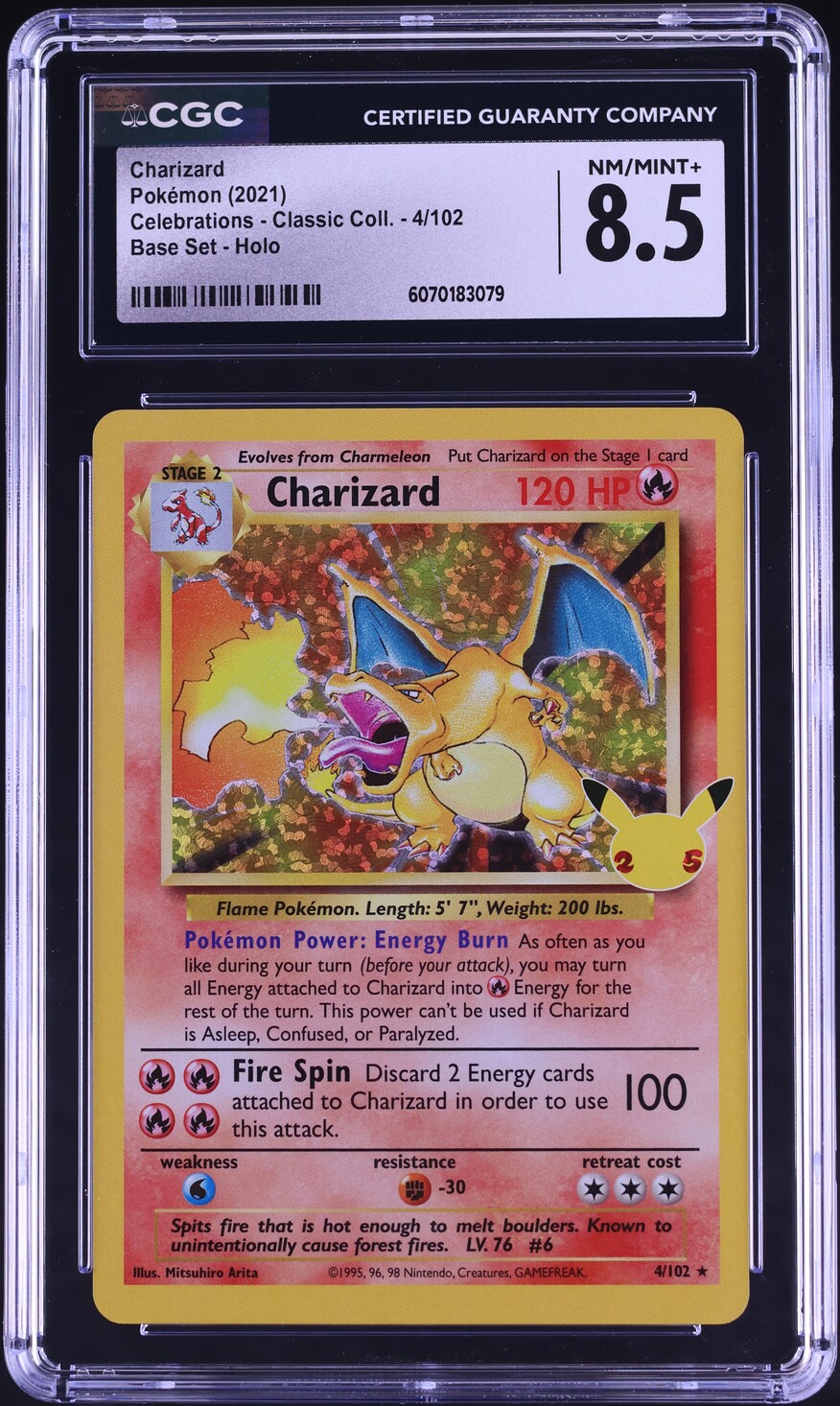 2021 Pokemon SWSH Celebrations Classic Holo Charizard #4 CGC 8.5 NM-MT+