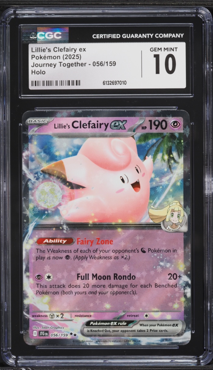 2025 Pokemon Scarlet & Violet Journey Together Holo Lillie's Clefairy ex #56 CGC 10 GEM MINT
