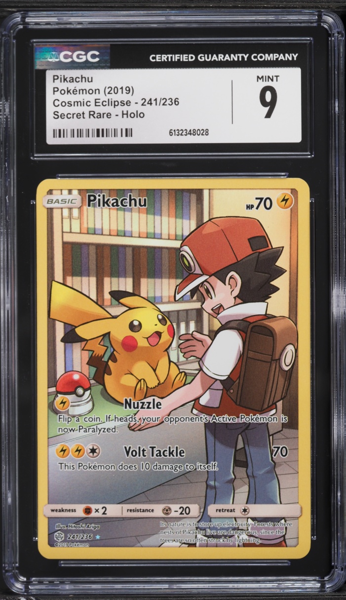2019 Pokemon Sun & Moon Cosmic Eclipse Full Art Pikachu #241 CGC 9 MINT