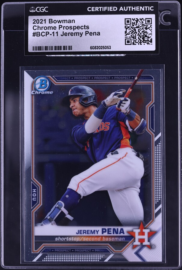 2020 Bowman Chrome Orange Shimmer Jeremy Pena ROOKIE AUTO /25 PSA