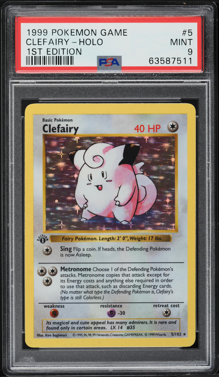 1999 Pokemon Base Set Shadowless 1st Edition Holo Clefairy #5 PSA 9 MINT