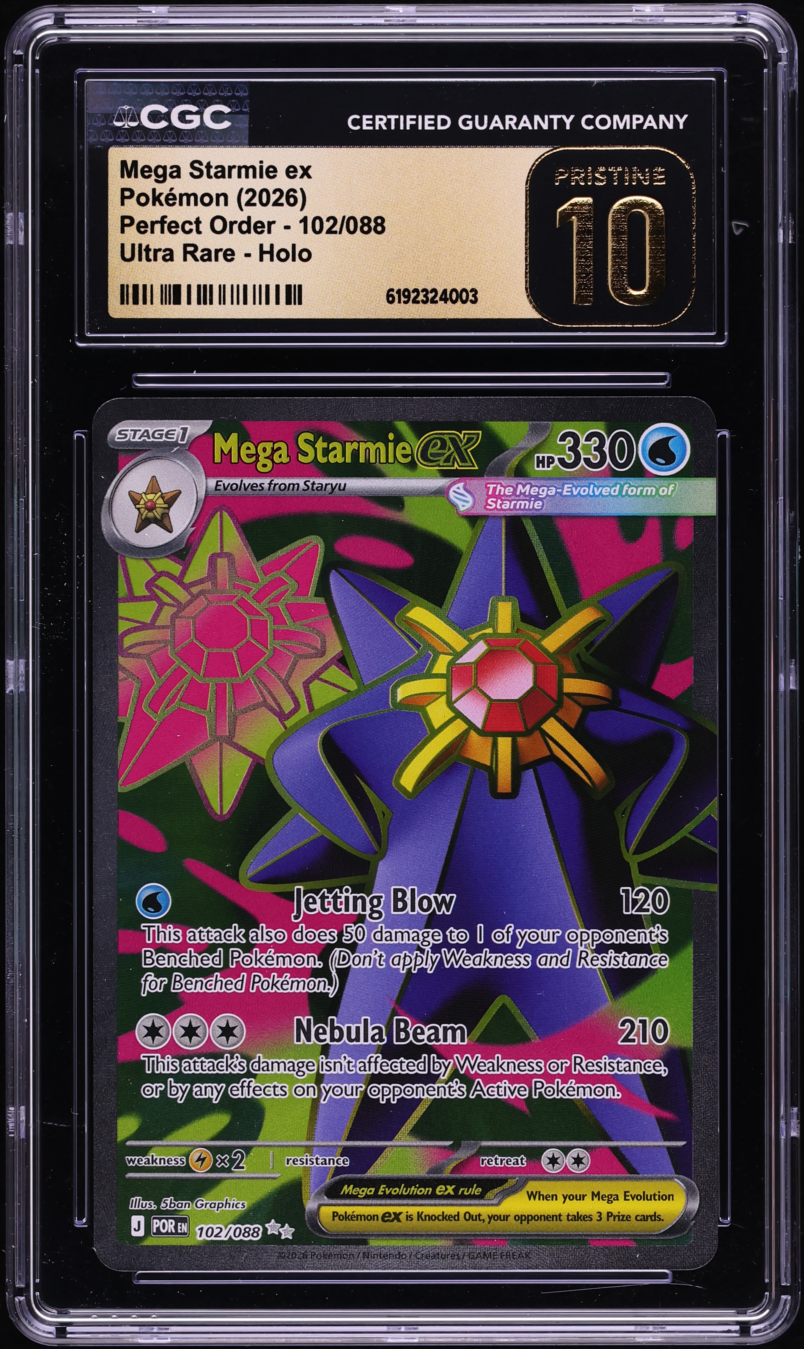 2026 Pokemon Mega Evolution Perfect Order Full Art Mega Starmie ex #102 CGC 10 PRISTINE