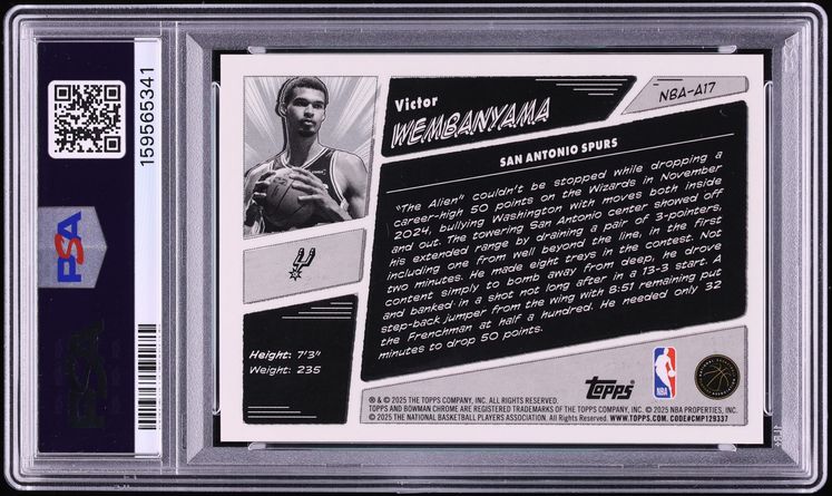 2025 Bowman Chrome Anime NBA Victor Wembanyama #NBA-A17 PSA 10 GEM MINT