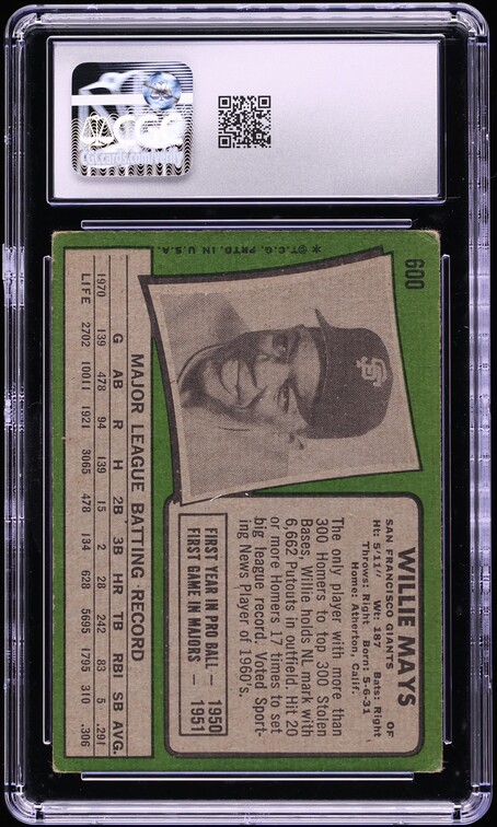 1971 Topps Willie Mays #600 CGC 3.5 VG+