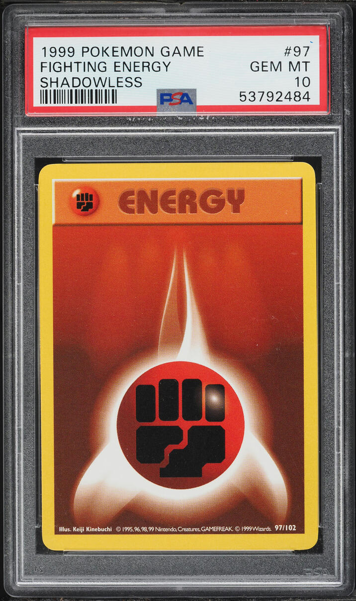 1999 Pokemon Base Set Shadowless Fighting Energy #97 PSA 10 GEM MINT