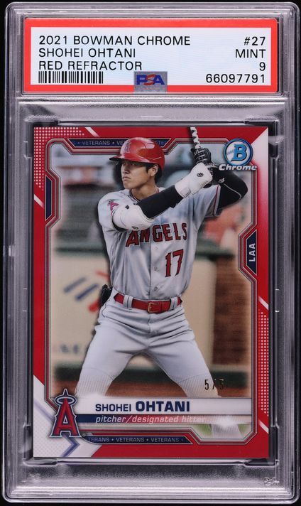 2021 Bowman Chrome Red Refractor Shohei Ohtani 5/5 #27 PSA 9 MINT