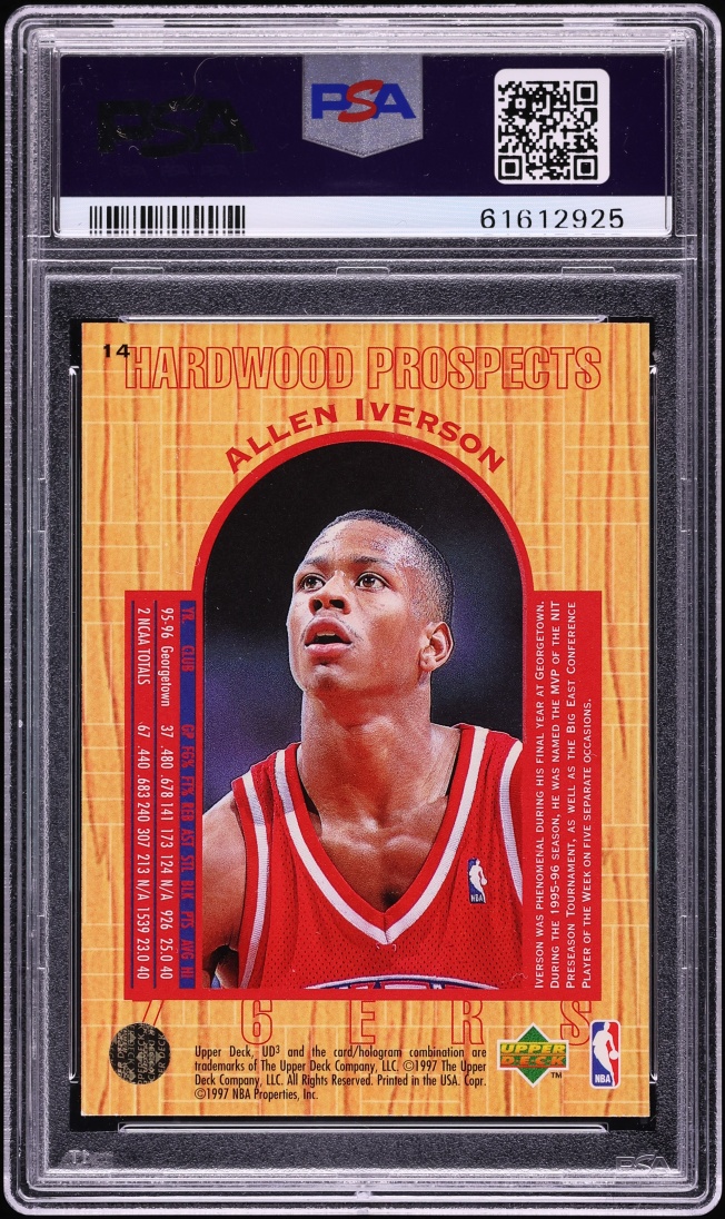1996 UD3 Basketball Allen Iverson ROOKIE #14 PSA 8 NM-MT