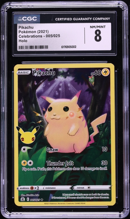 2021 Pokemon Sword & Shield Celebrations Full Art Pikachu #5 CGC 8 NM-MT