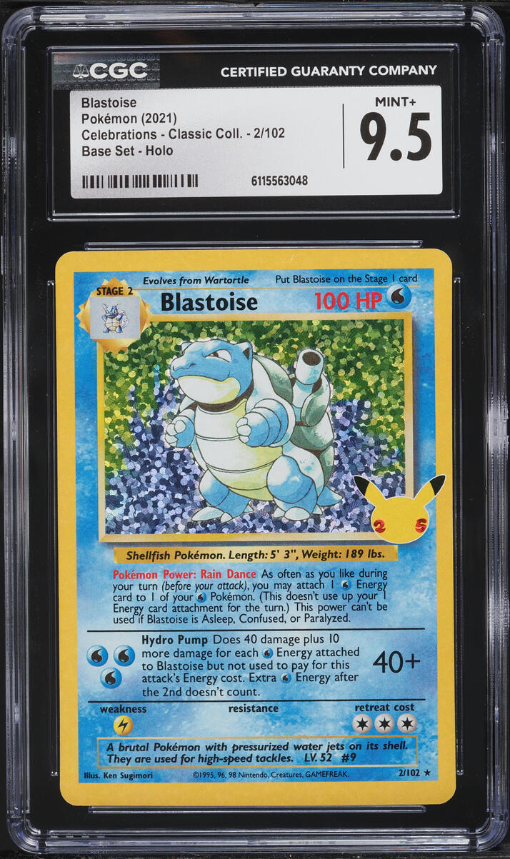 2021 Pokemon Sword & Shield Celebrations Holo Blastoise #2 CGC 9.5 MINT+