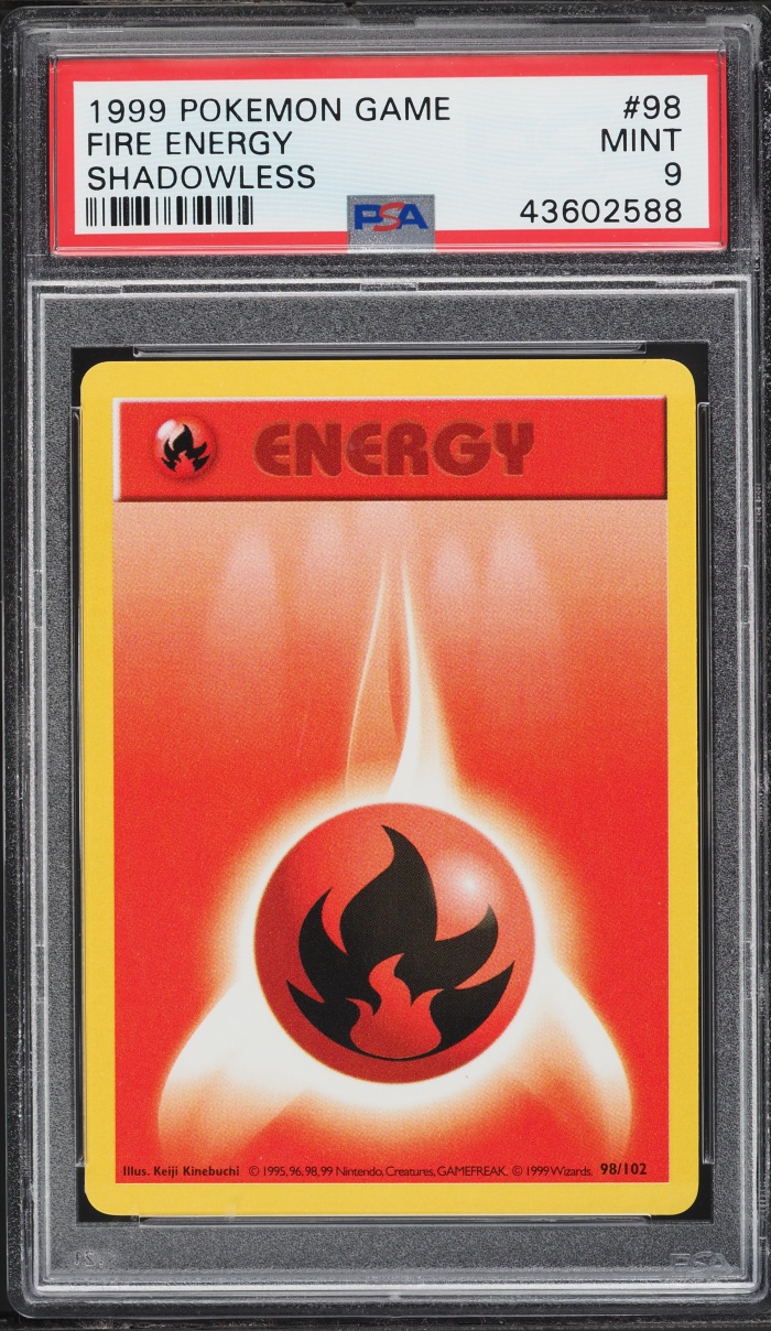 1999 Pokemon Base Set Shadowless Fire Energy #98 PSA 9 MINT