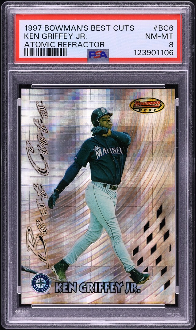 1997 Bowman's Best Cuts Atomic Refractor Ken Griffey Jr. #BC6 PSA 8 NM-MT