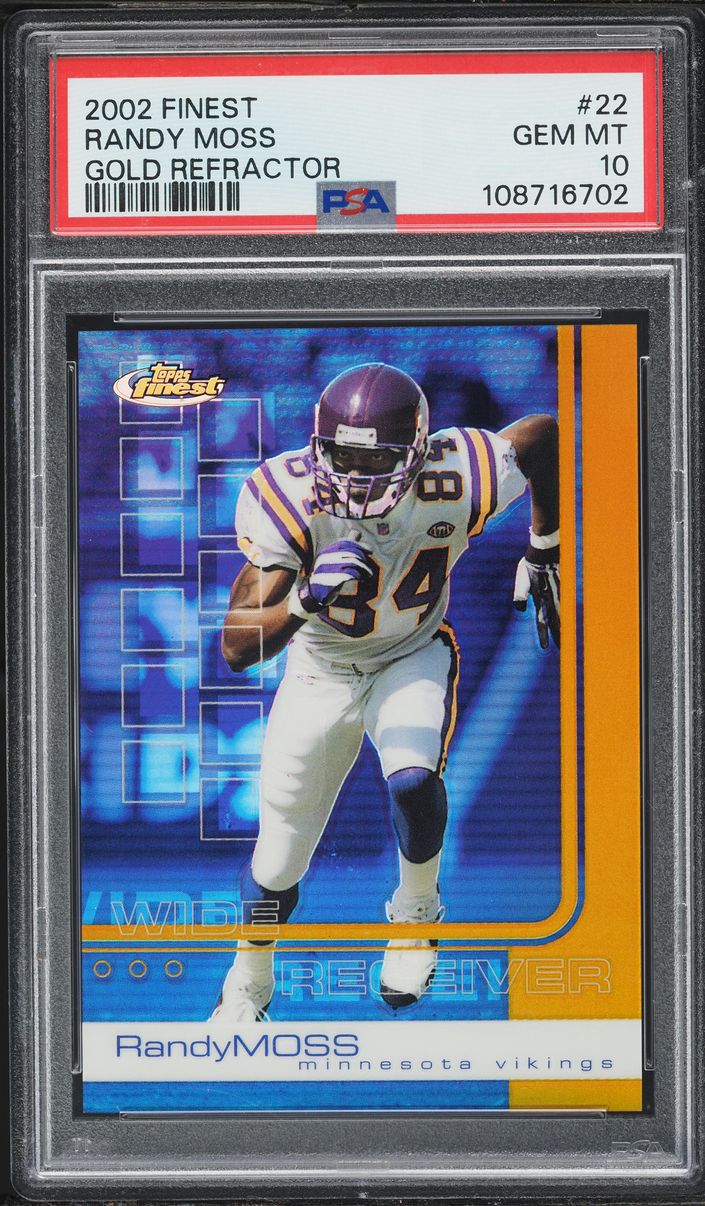 2002 Finest Gold Refractor Randy Moss /25 #22 PSA 10 GEM MINT