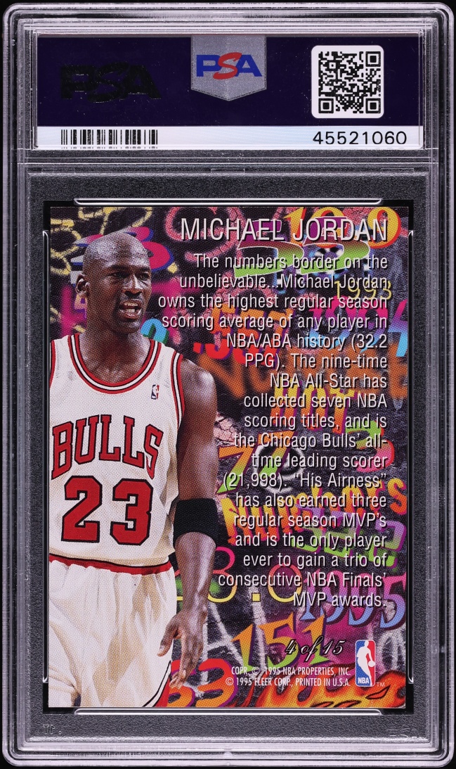 1995 Flair Hot Numbers Michael Jordan #4 PSA 10 GEM MINT