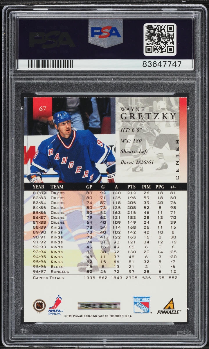 1997 Pinnacle Hockey Wayne Gretzky #67 PSA 8 NM-MT