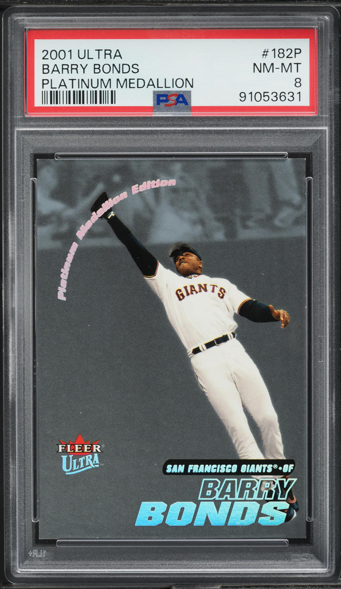 2001 Ultra Platinum Medallion Barry Bonds /50 #182P PSA 8 NM-MT