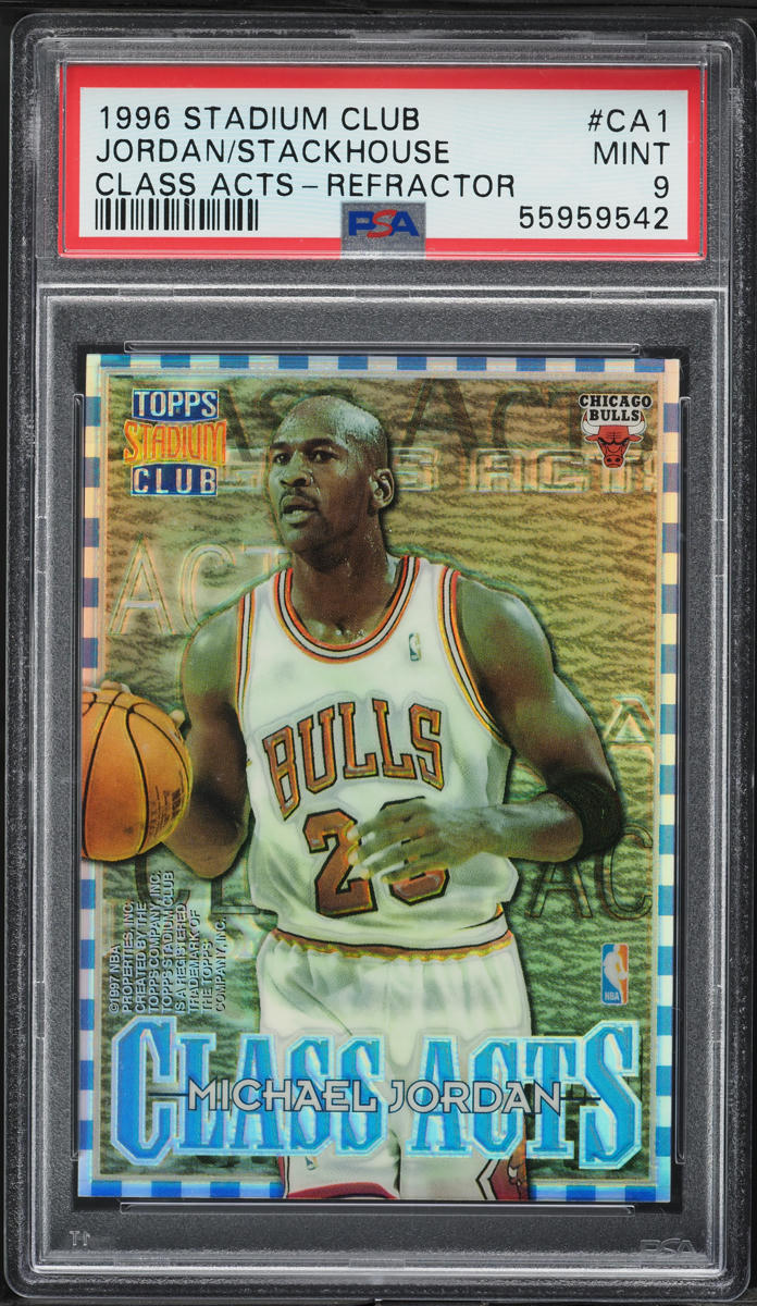 1996 Stadium Club Class Acts Refractor Michael Jordan & Jerry Stackhouse #CA1 PSA 9 MINT