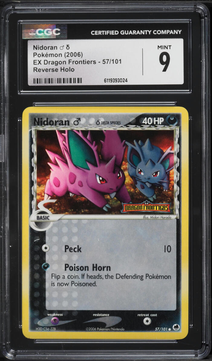 2006 Pokemon EX Dragon Frontiers Reverse Holo Nidoran #57 CGC 9 MINT