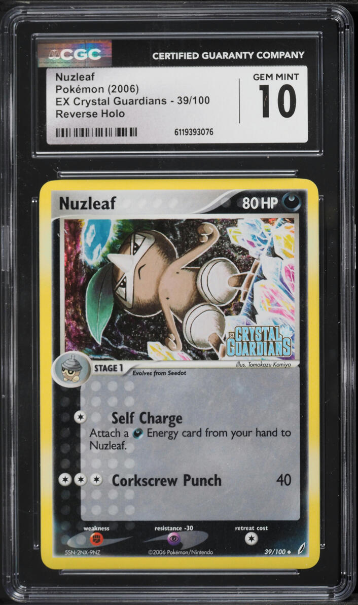 2006 Pokemon EX Crystal Guardians Reverse Holo Nuzleaf #39 CGC 10 GEM MINT