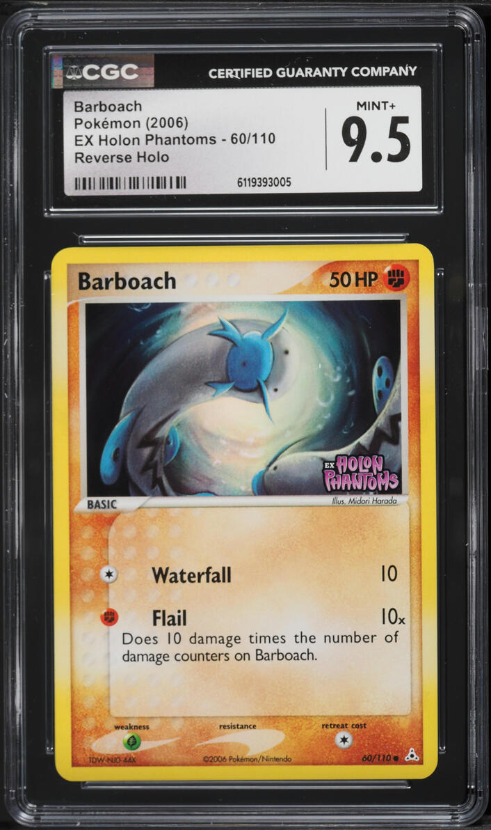 2006 Pokemon EX Holon Phantoms Reverse Holo Barboach #60 CGC 9.5 MINT+