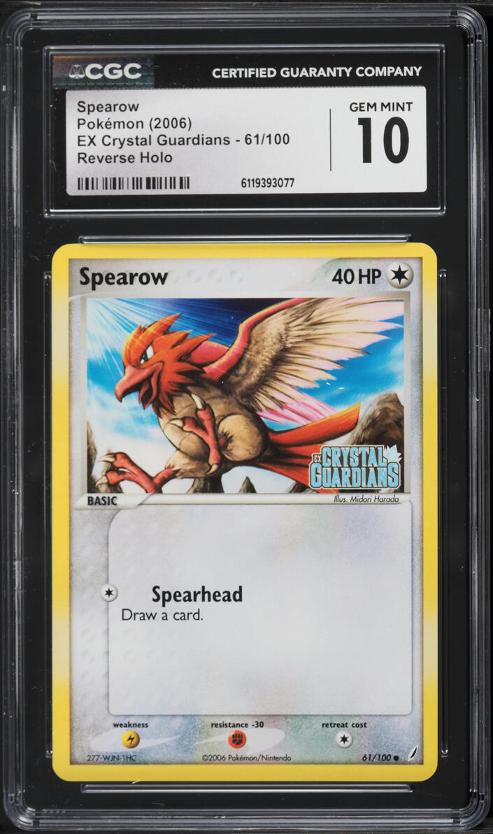 2006 Pokemon EX Crystal Guardians Reverse Holo Spearow #61 CGC 10 GEM MINT