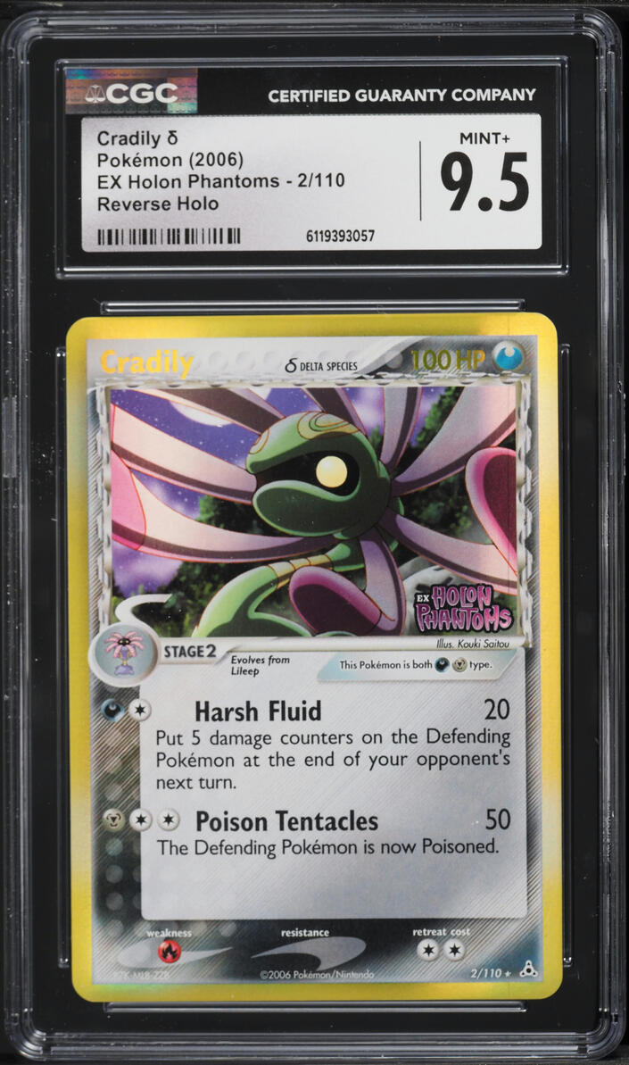 2006 Pokemon EX Holon Phantoms Reverse Holo Cradily #2 CGC 9.5 MINT+