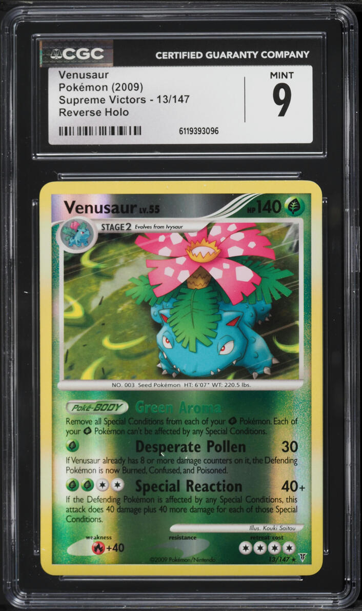 2009 Pokemon Platinum Supreme Victors Reverse Holo Venusaur #13 CGC 9 MINT