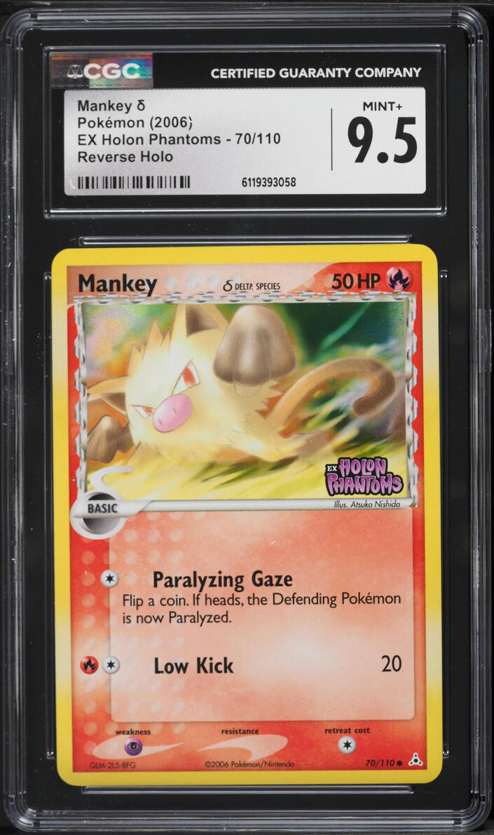 2006 Pokemon EX Holon Phantoms Reverse Holo Mankey #70 CGC 9.5 MINT+