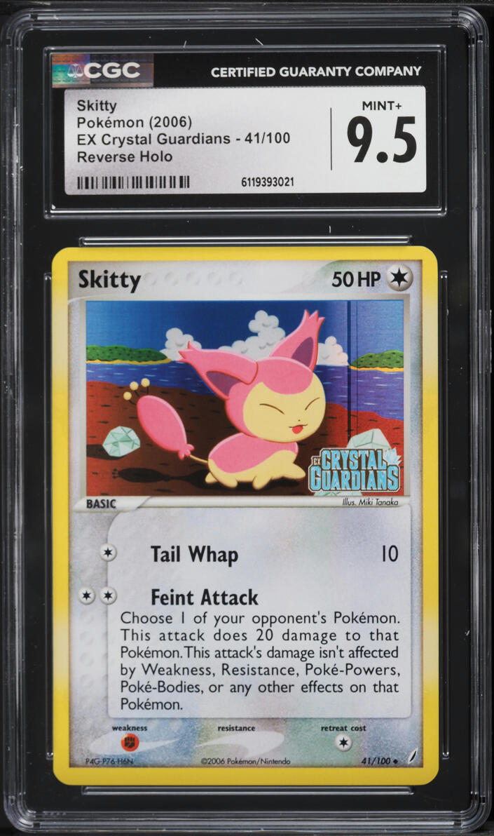 2006 Pokemon EX Crystal Guardians Reverse Holo Skitty #41 CGC 9.5 MINT+