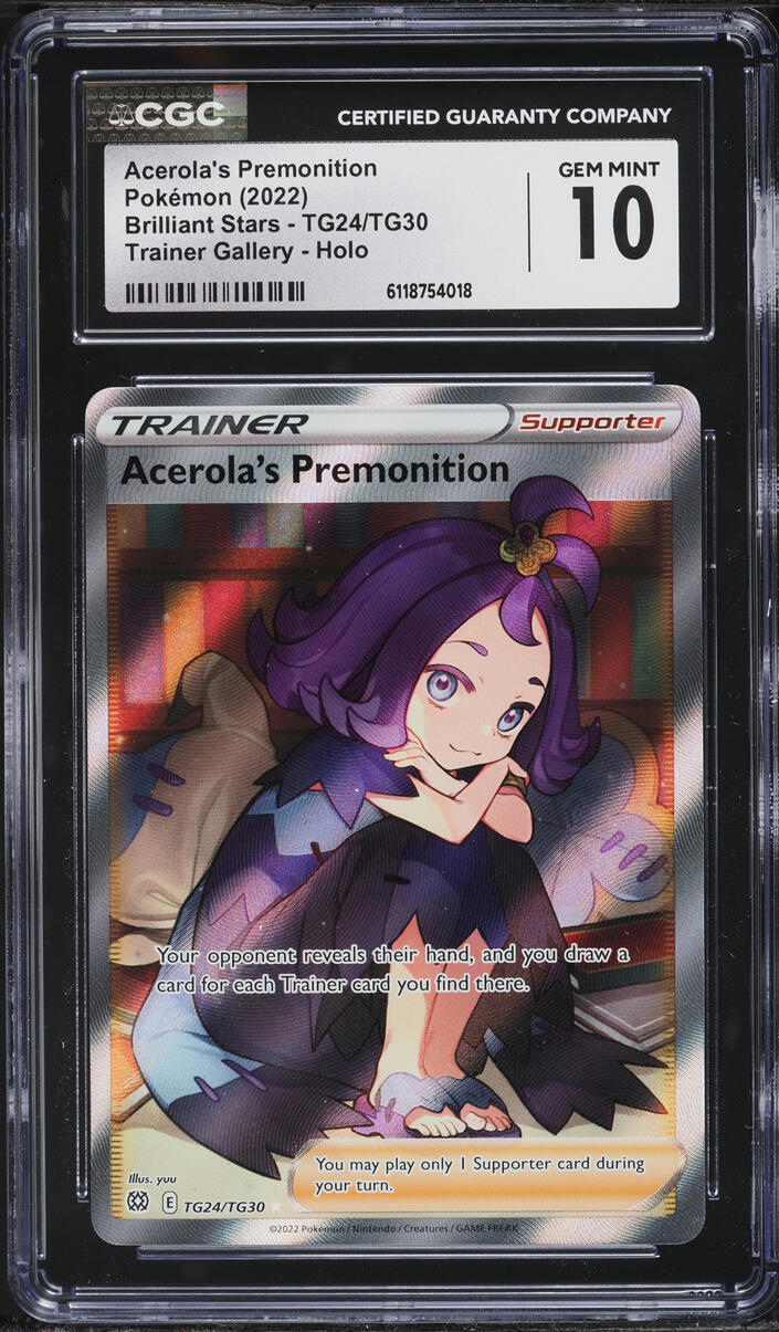 2022 Pokemon SWSH Brilliant Stars Full Art Acerola's Premonition #TG24 CGC 10 GEM MINT