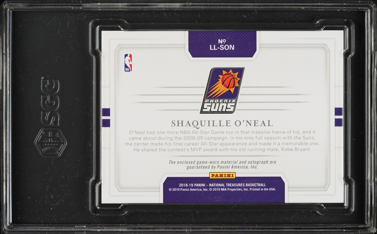 2018 National Treasures Lasting Legacies Prime Shaquille O'Neal PATCH AUTO /10 #LL-SON SGC 8.5