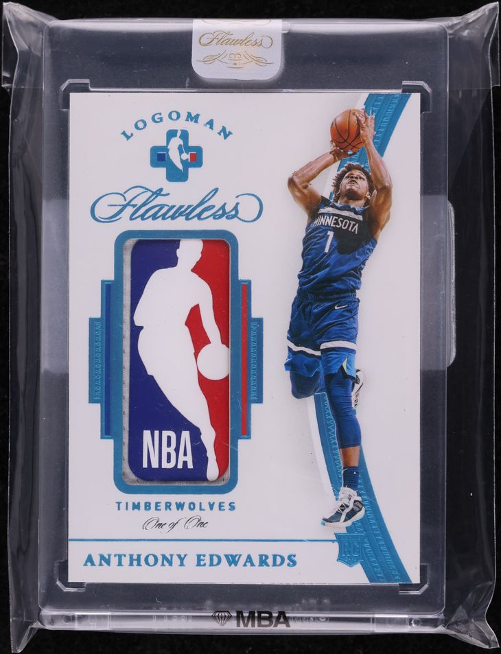 2020 Panini Flawless Anthony Edwards ROOKIE LOGOMAN PATCH 1/1 #LOG-ANT MBA AUTH