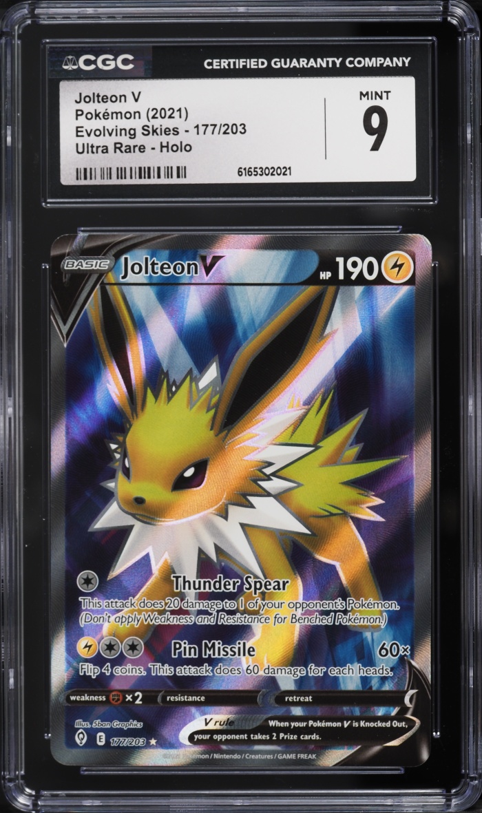 2021 Pokemon Sword & Shield Evolving Skies Full Art Jolteon V #177 CGC 9 MINT